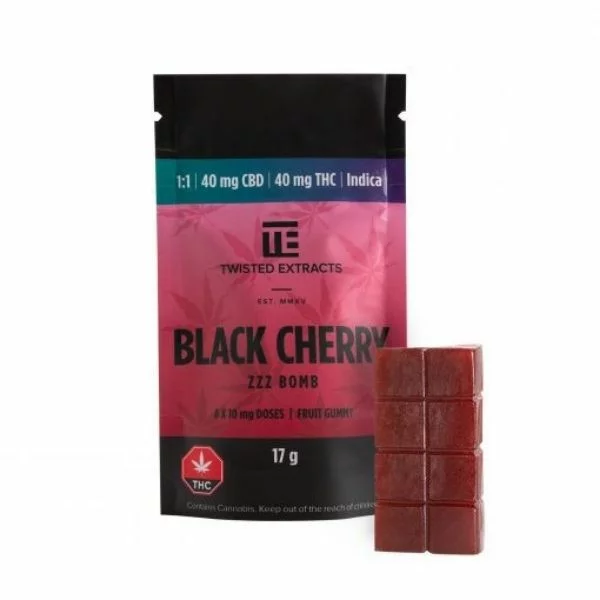 Twisted Extracts Black Cherry 1:1 Zzz Bomb 40mg THC 40mg CBD